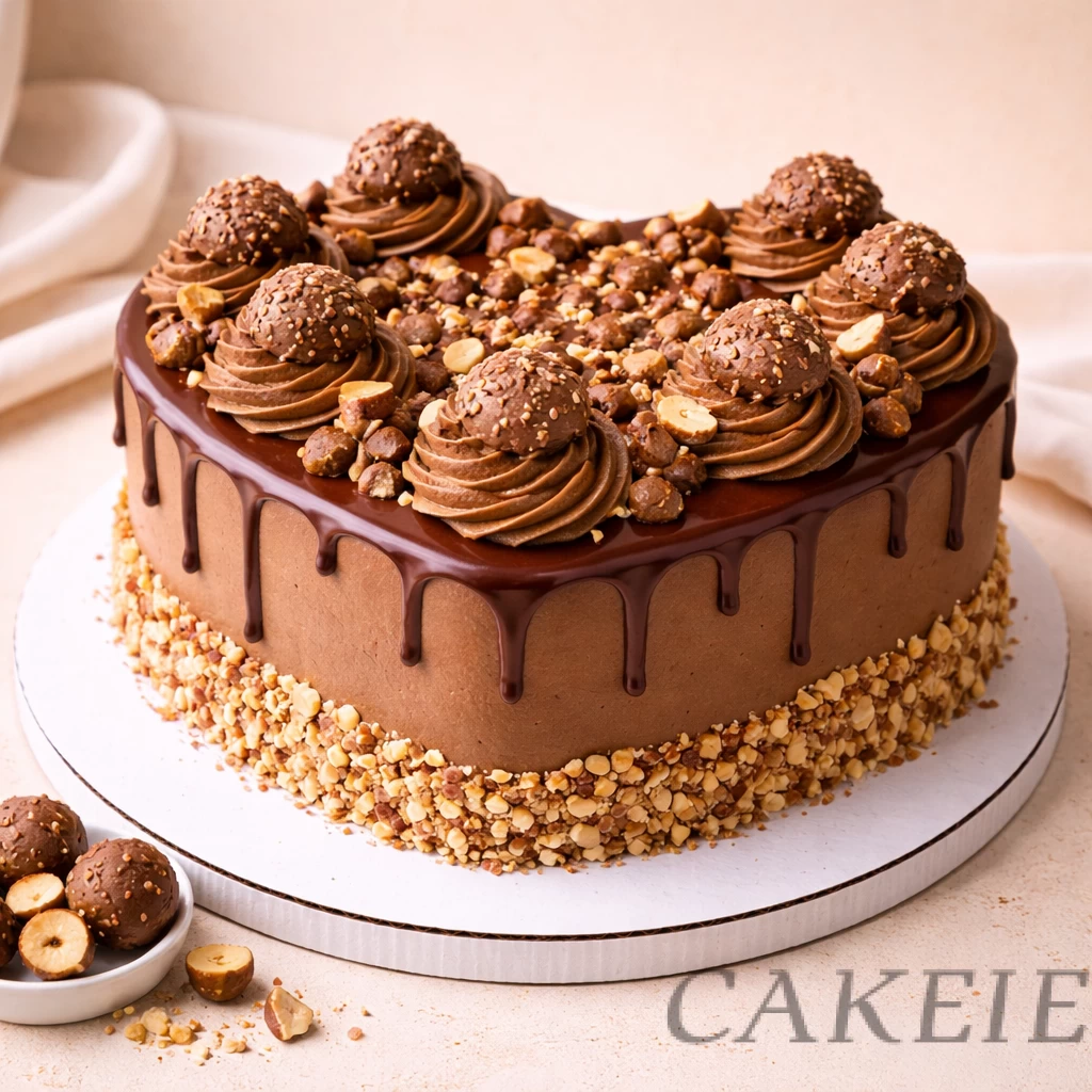 Hazelnut Chocolate Heart Shape Cake